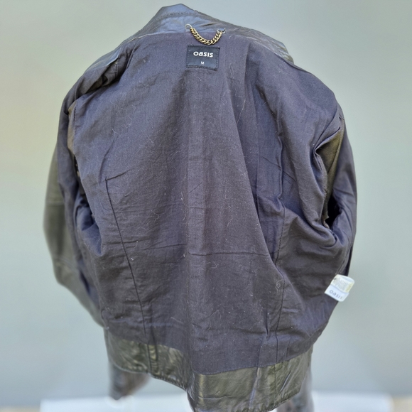 Oasis Black Leather Moto Jacket Size-M - Picture 8 of 12